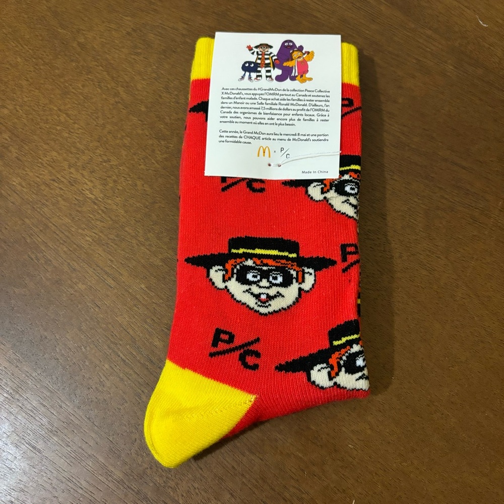 Peace Collective X McDonalds Hamburlgar Socks, Fast Food Promo
